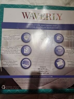 Waverly Signature Mattress Pad - White with Teal Accent